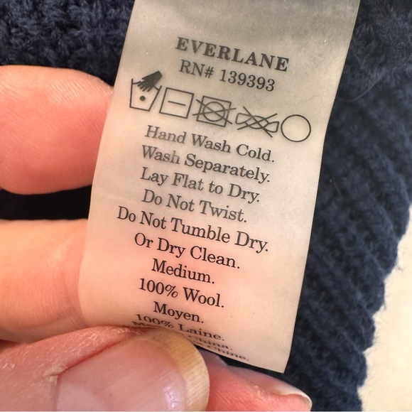 EVERLANE Women’s Navy Blue Wool Sweater Boat Neck Long Sleeve Sz M - Picture 6 of 9